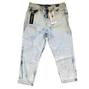 Simple Society Women Straight Jeans Size 11/30 Blue High Rise Roll Cuff Button